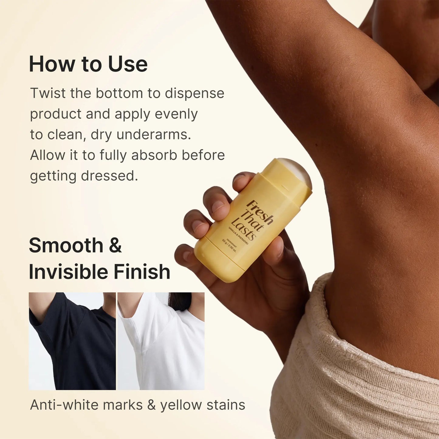 Vanilla Pistachio Aluminum Free Deodorant | 24H Odor Control + Dark Underarm Brightening for Sensitive Underarms