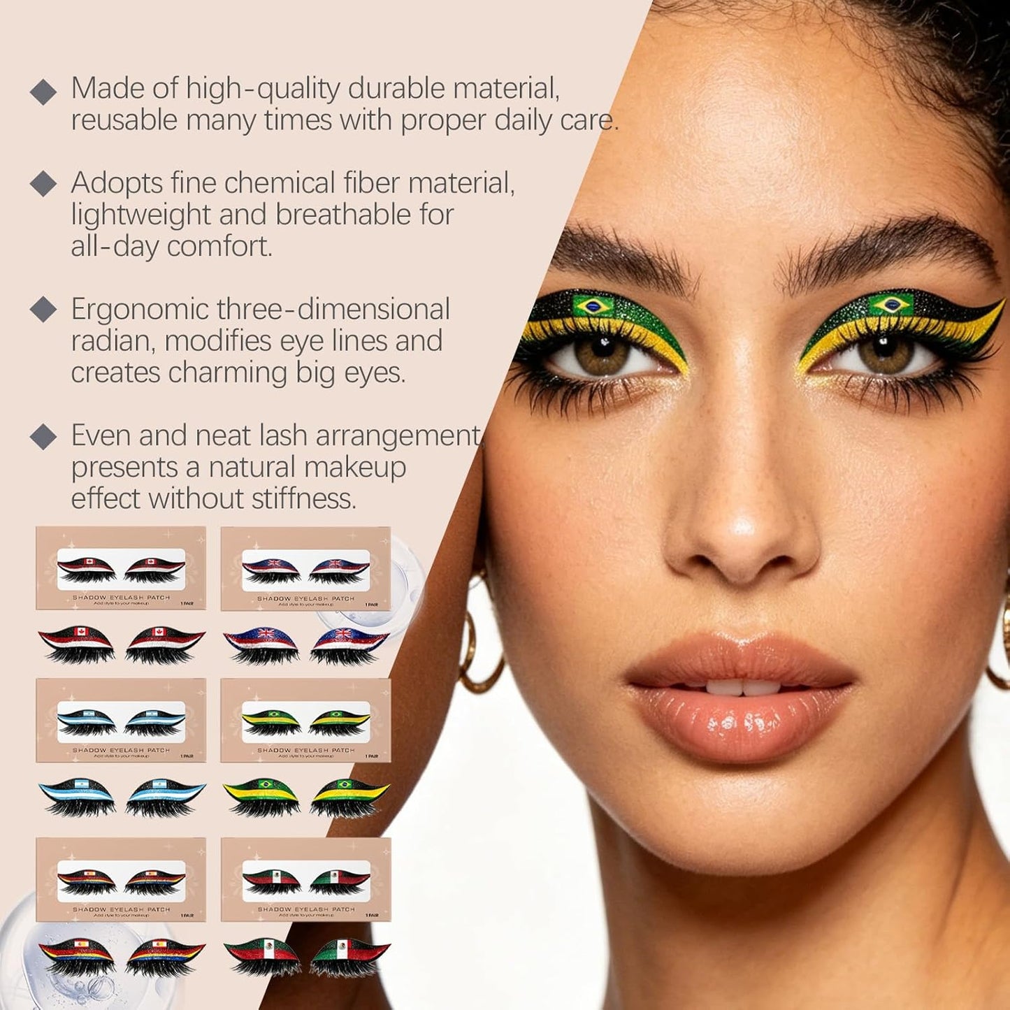 World Cup National Flag False Lashes | Game Day Fan Makeup for Parties & Events