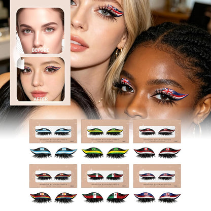 World Cup National Flag False Lashes | Game Day Fan Makeup for Parties & Events